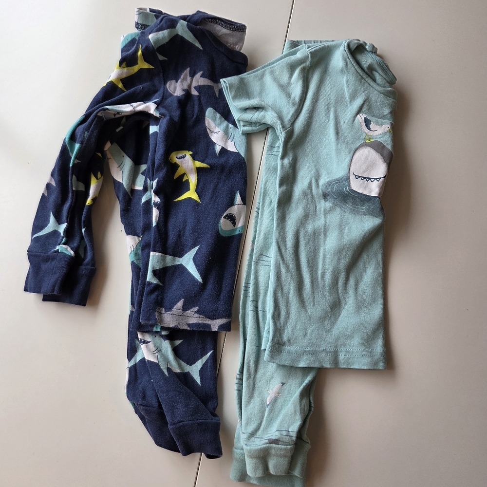 Carter's Navy and Aqua Shark Print Kids Sets - 3T